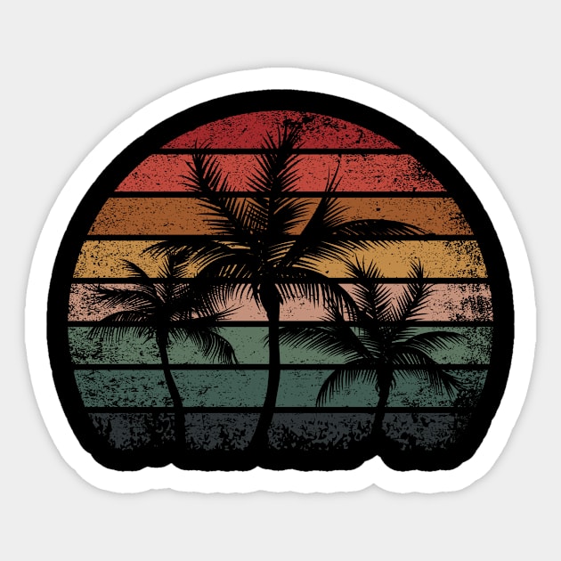 Palm Tree Retro Style Tropical Beach Sticker by folidelarts